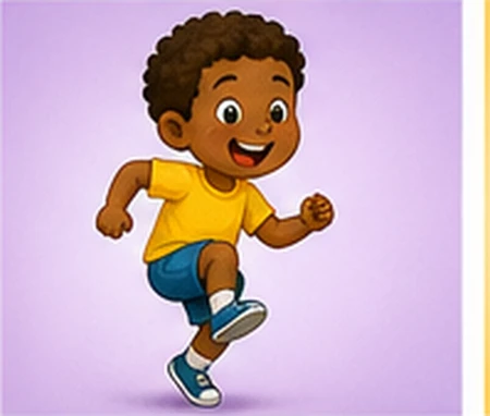 A child hopping on one foot